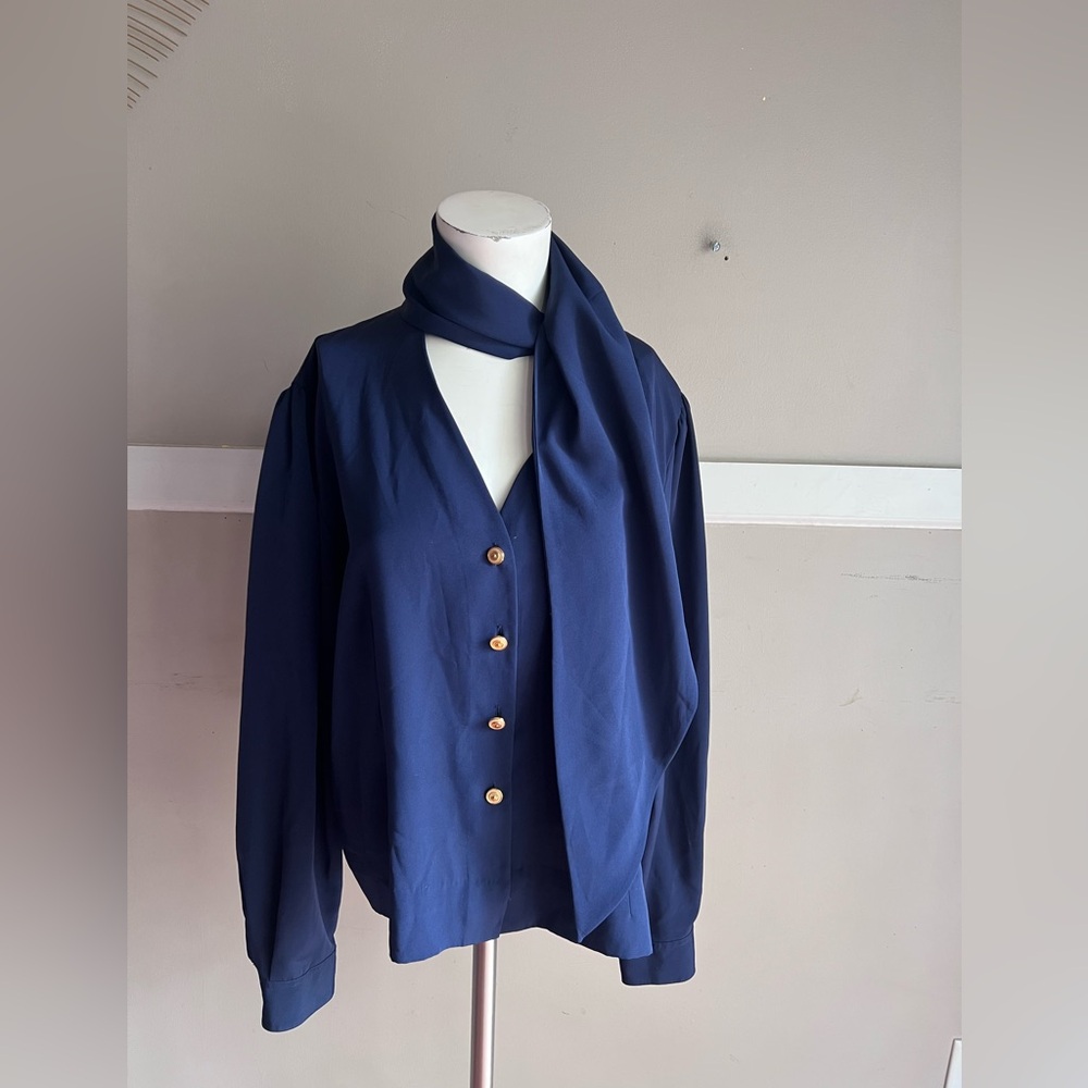 Essentials Midnight Blue Blouse with Buttons